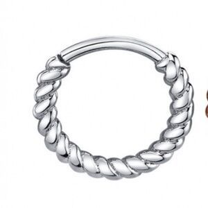 Elegant Silver Twisted Hoop Earring Real 14k White Gold